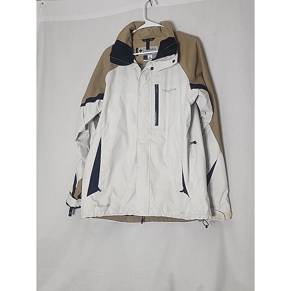 Columbia Jacket Mens Large Tan/White Titanium Omni Waterproof Breathable Outdoor